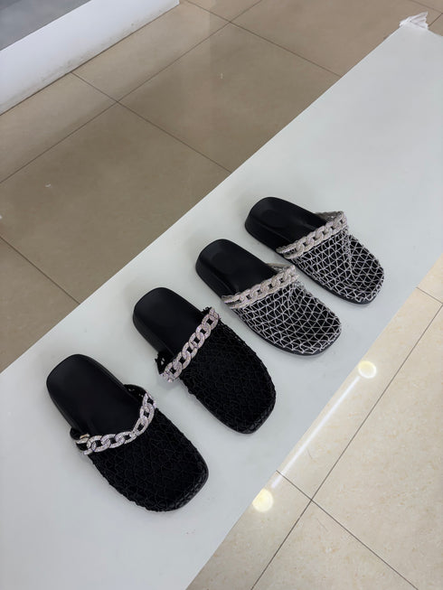 Lace Hollow Out Slid On Sliders